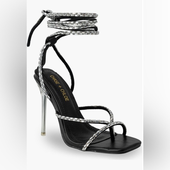 New! Chase & Chloe Elegant Black and Silver Women's Stilettos Size 9 - Picture 5 of 6